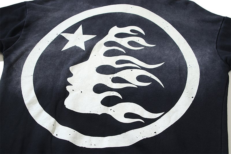 HS Washed Face Flame Graphic Hoodie ¡ª detail