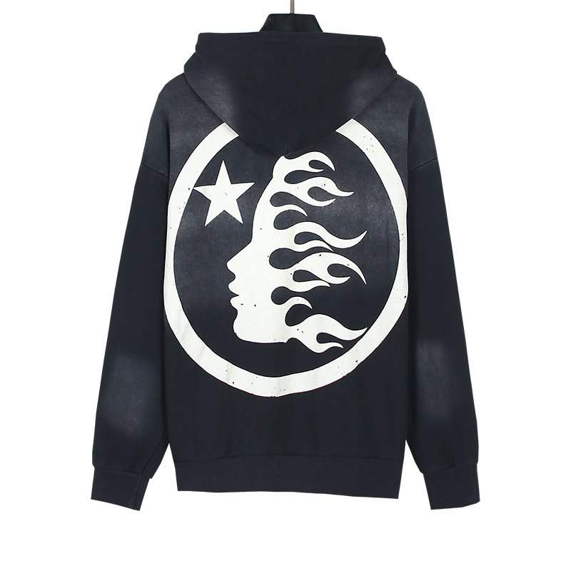 HS Washed Face Flame Graphic Hoodie ¡ª back