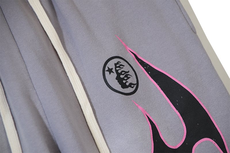 HS Washed Grey Flame Graphic Sweatpants ¡ª detail