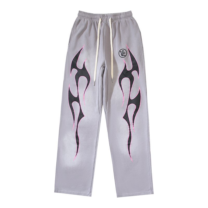 HS Washed Grey Flame Graphic Sweatpants ¡ª front