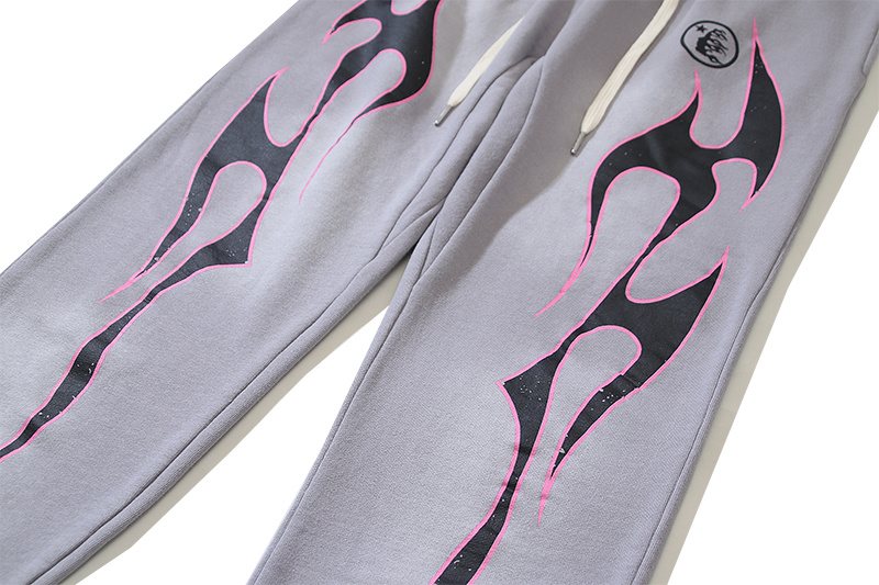 HS Washed Grey Flame Graphic Sweatpants ¡ª detail