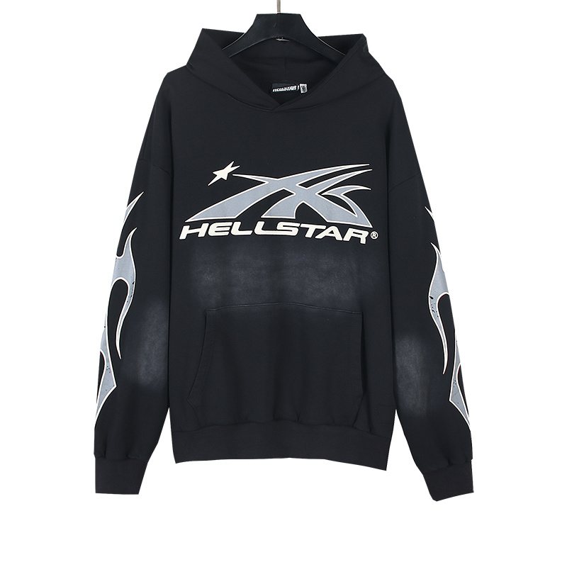 HS Washed Black Graphic Hoodie ¡ª front