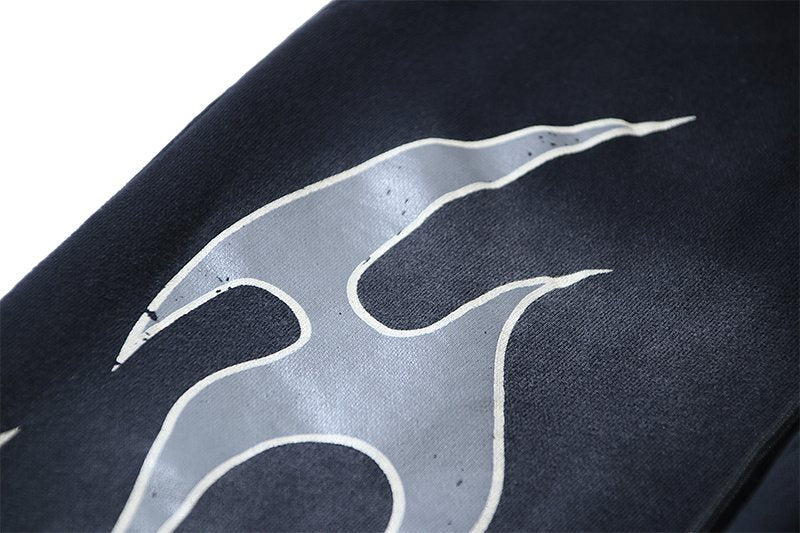 HS Washed Black Flame Graphic Sweatpants ¡ª detail