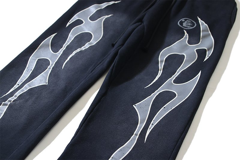 HS Washed Black Flame Graphic Sweatpants ¡ª detail
