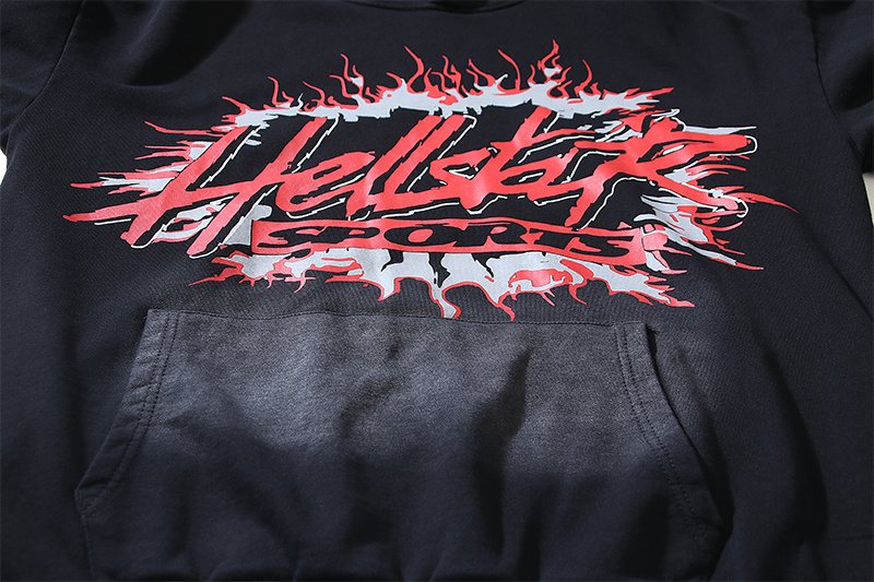 HS Washed Black Flame Graphic Hoodie ¡ª detail