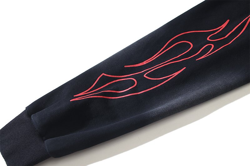 HS Washed Black Flame Graphic Hoodie ¡ª detail