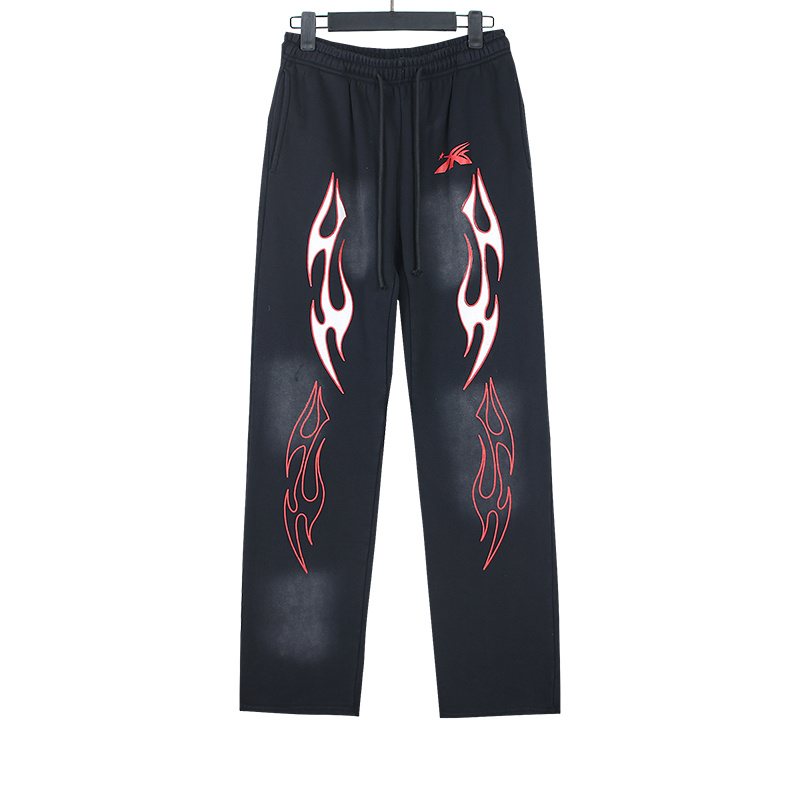 HS Flame Graphic Washed Sweatpants ¡ª front