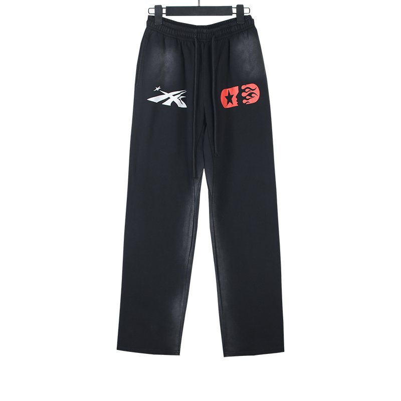 HS Washed Skull Graphic Straight-Leg Sweatpants ¡ª front