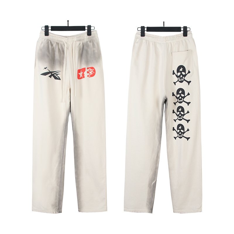 HS Washed Skull Graphic Straight-Leg Sweatpants ¡ª front