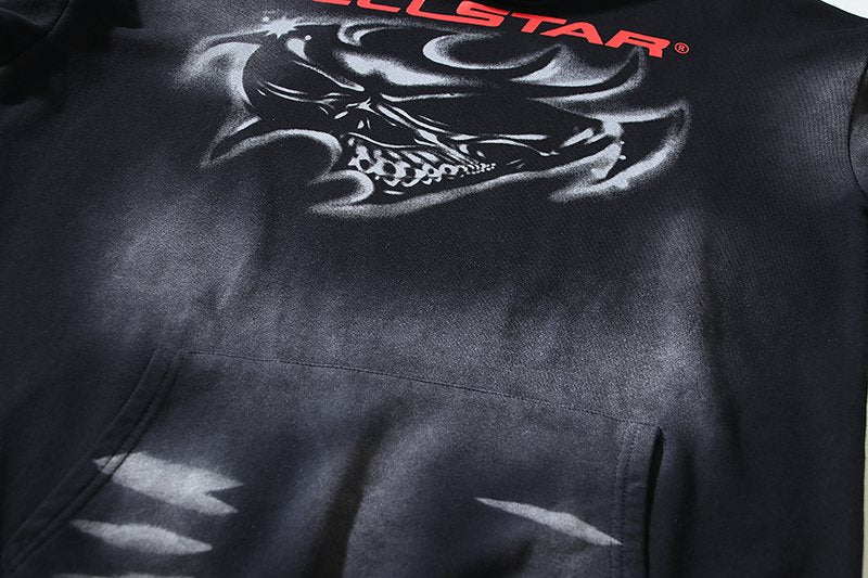 HS Washed Black Graphic Hoodie ¡ª detail