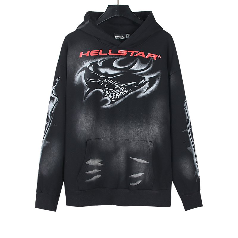 HS Washed Black Graphic Hoodie ¡ª front