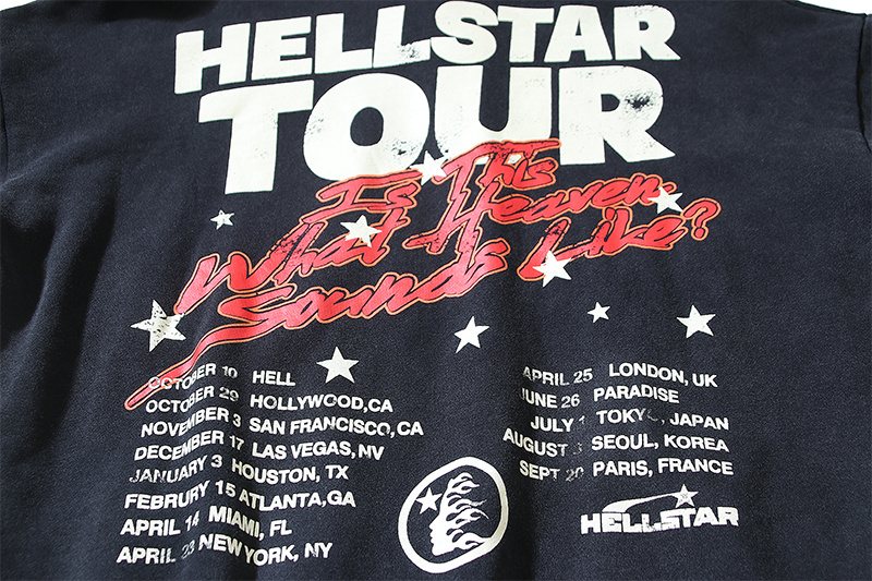 HS Tour Washed Black Graphic Hoodie ¡ª detail