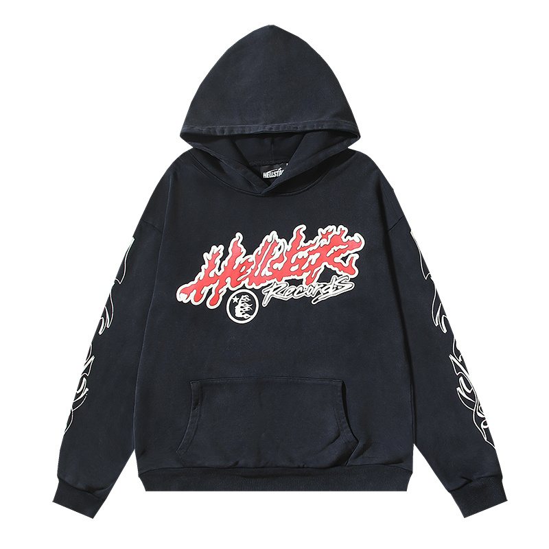 HS Tour Washed Black Graphic Hoodie ¡ª front