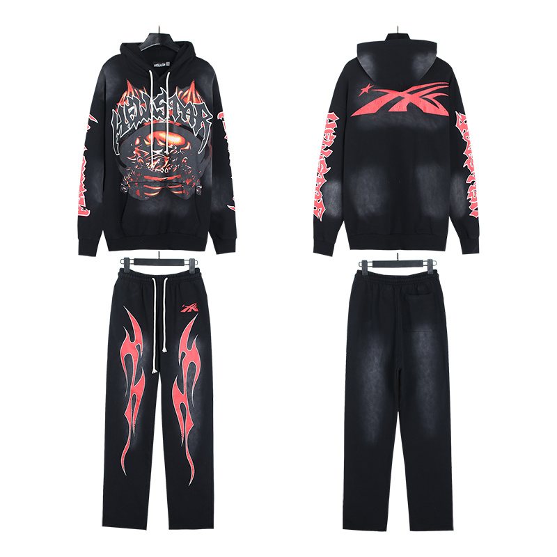 HS Washed Black Graphic Hoodie & Sweatpants Set ¡ª hero