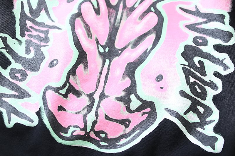 HS Washed Black Graphic Pullover Hoodie ¡ª detail