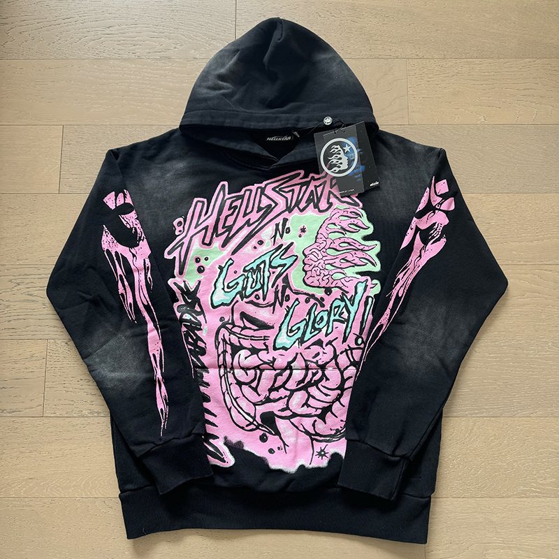 HS Washed Black Graphic Pullover Hoodie ¡ª context