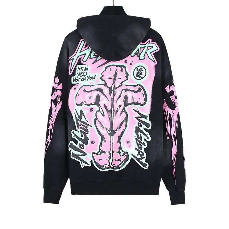 HS Washed Black Graphic Pullover Hoodie ¡ª back