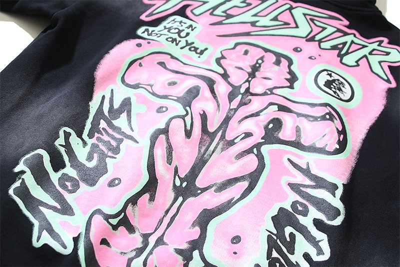 HS Washed Black Graphic Pullover Hoodie ¡ª detail