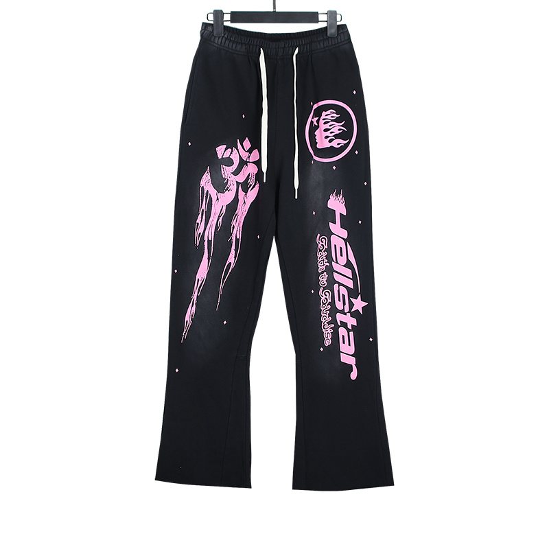 HS Washed Black Pink Graphic Flared Sweatpants ¡ª hero