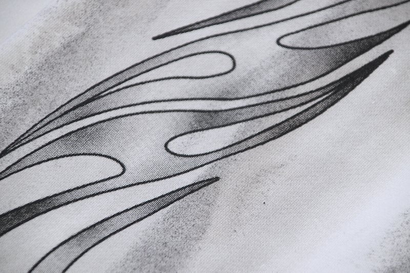 HS Records Graphic Washed White Pants ¡ª fabric_closeup