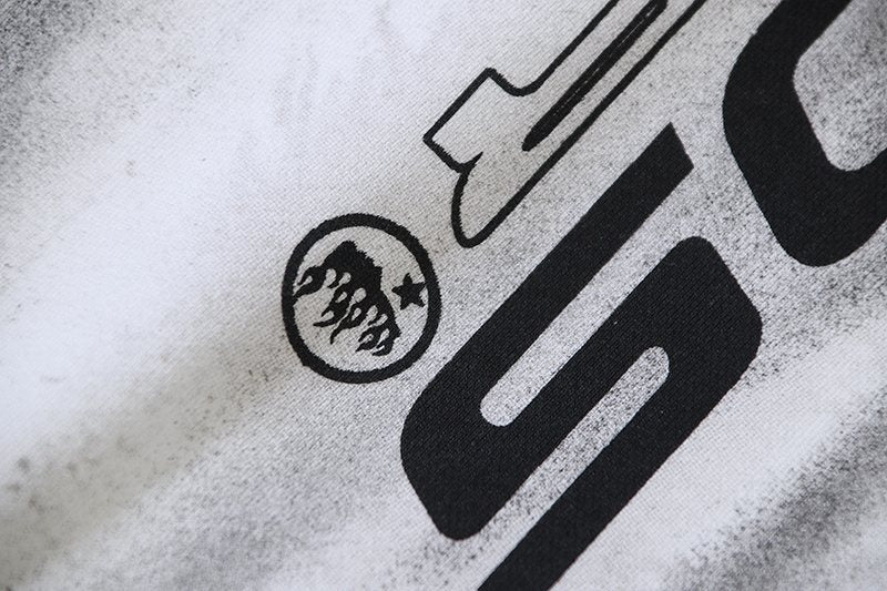 HS Records Graphic Washed White Pants ¡ª fabric_closeup