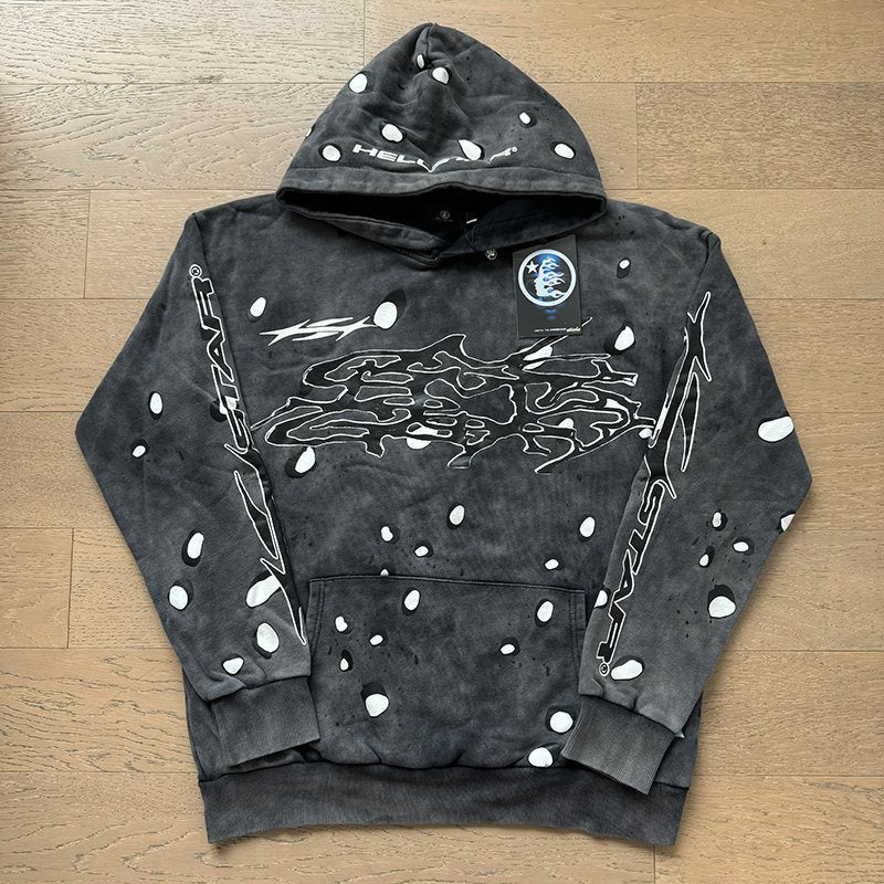 HS Acid Wash Graphic Hoodie & Sweatpants Matching Set ¡ª front