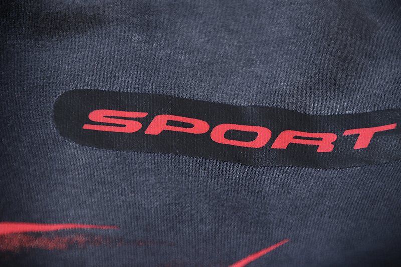 HS Sport Graphic Hoodie - Washed Black ¡ª detail