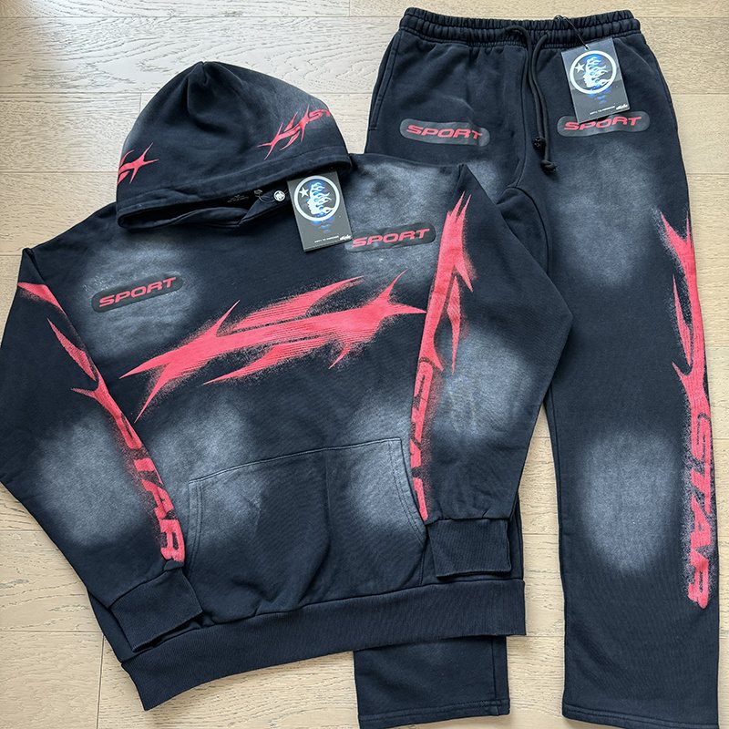 HS Washed Black Graphic Hoodie & Sweatpants Set ¡ª hero