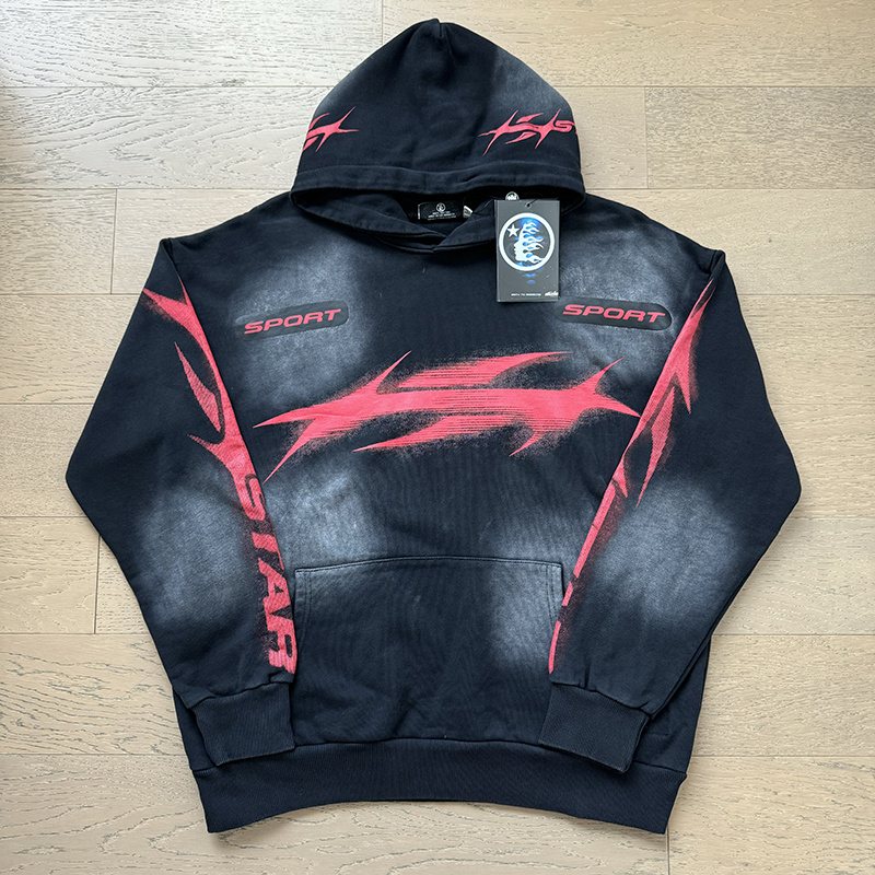 HS Washed Black Graphic Hoodie & Sweatpants Set ¡ª front