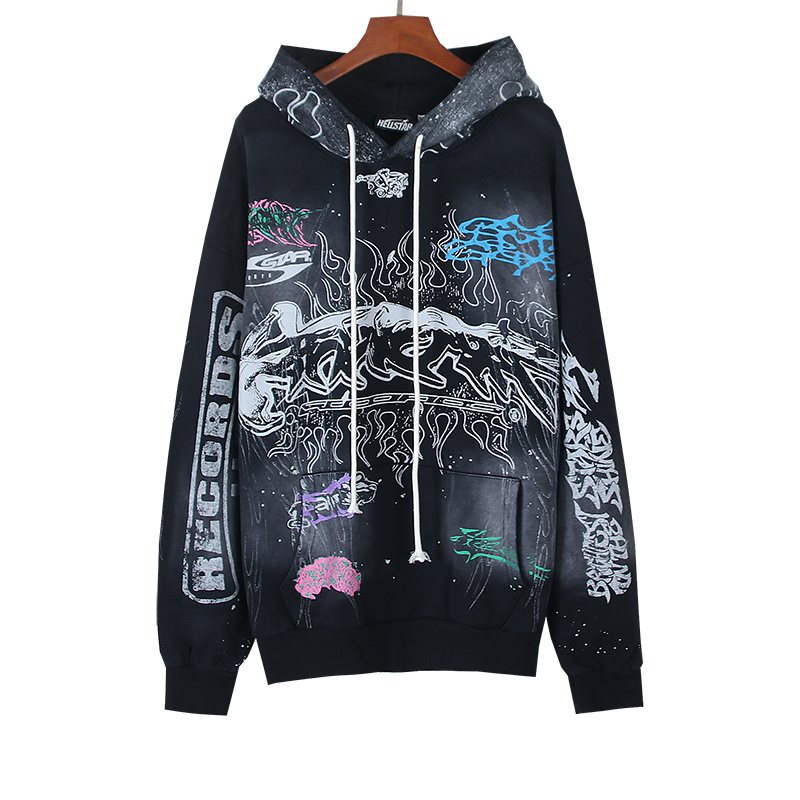 HS Washed Black Records Graphic Hoodie ¡ª hero