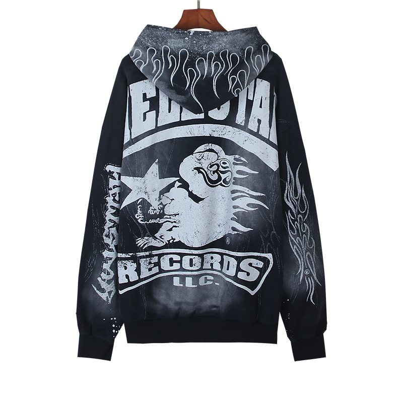 HS Washed Black Records Graphic Hoodie ¡ª back