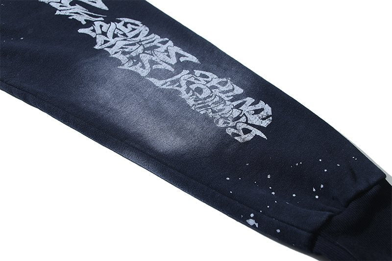 HS Washed Black Records Graphic Hoodie ¡ª detail