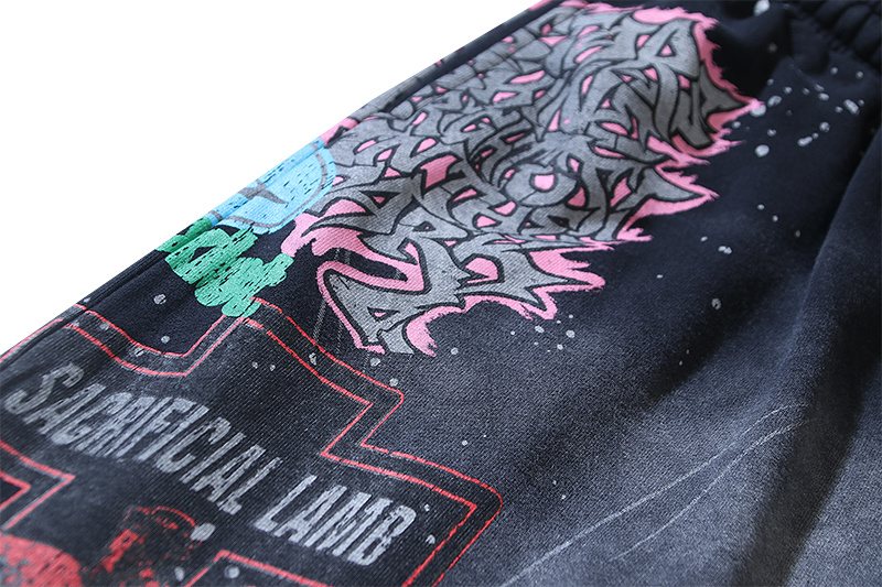 HS Records Rhinestone Flared Sweatpants ¡ª detail