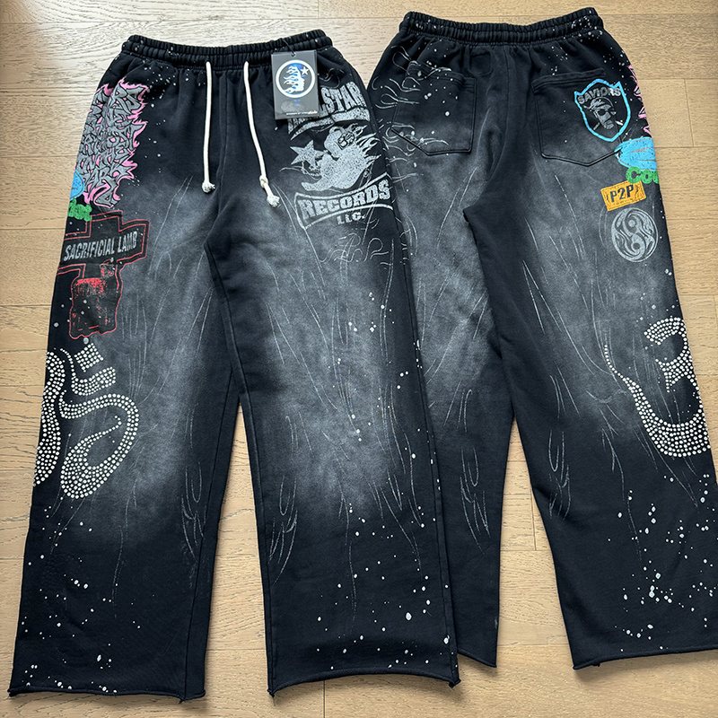HS Records Rhinestone Flared Sweatpants ¡ª context