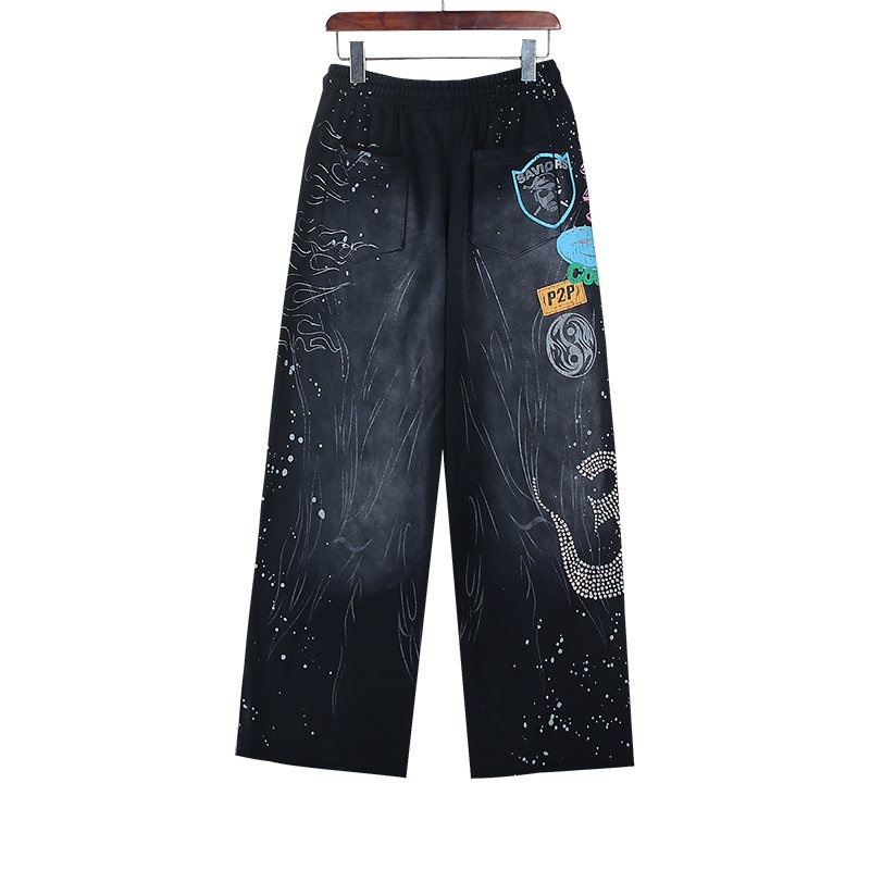 HS Records Rhinestone Flared Sweatpants ¡ª back