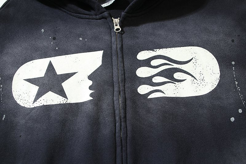 HS Paint-Splatter Zip-Up Hoodie ¡ª detail
