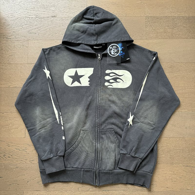 HS Star & Flame Graphic Zip Hoodie ¡ª context