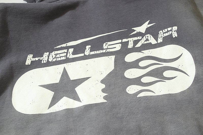 HS Star & Flame Graphic Zip Hoodie ¡ª detail