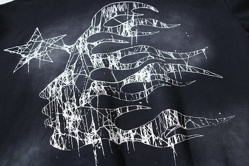 HS Washed Black Graphic Pullover Hoodie ¡ª detail