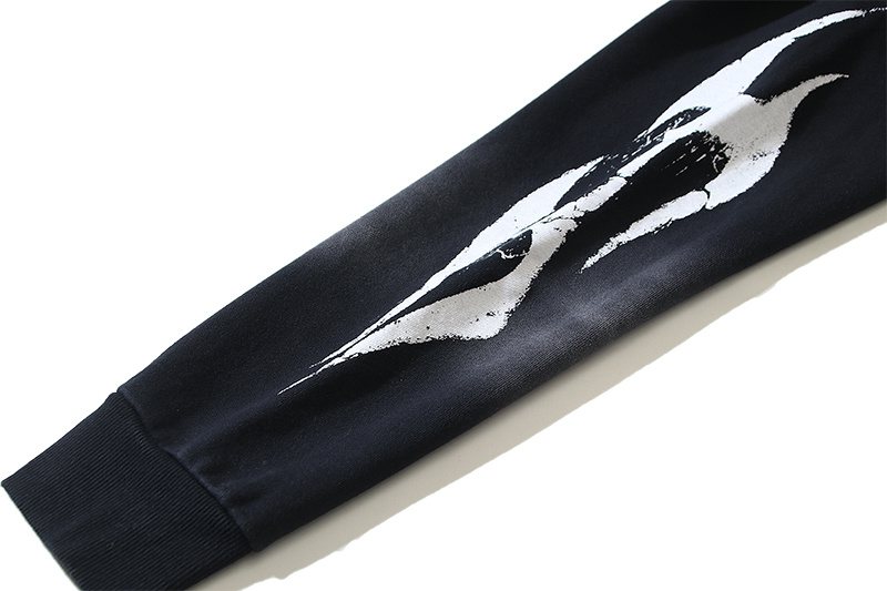 HS Washed Black Graphic Pullover Hoodie ¡ª detail