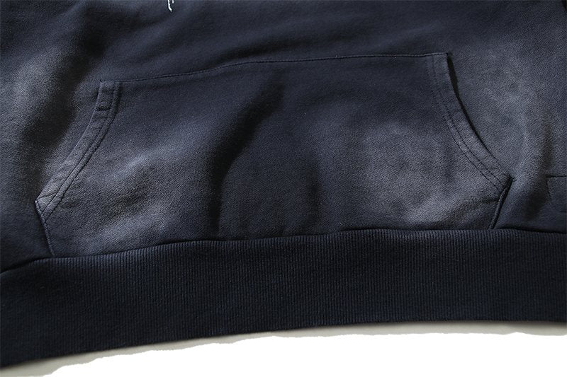 HS Washed Black Graphic Pullover Hoodie ¡ª detail