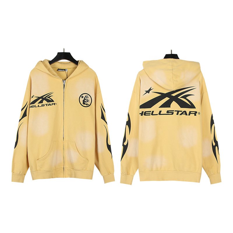 HS Washed Yellow Graphic Zip Hoodie ¡ª hero
