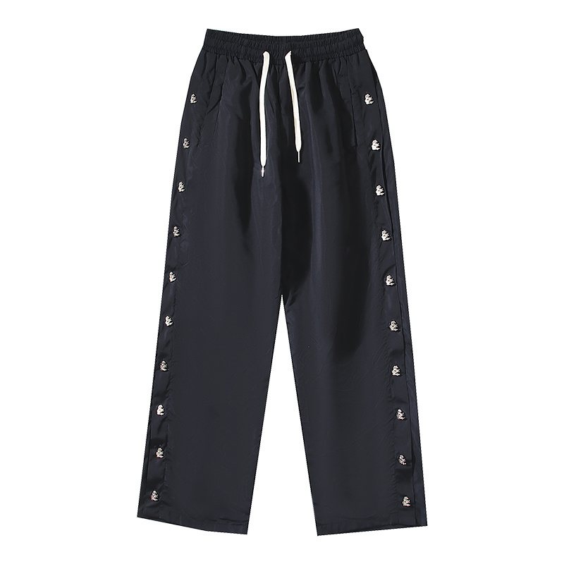 HS Side Button Wide-Leg Pants - Black ¡ª hero