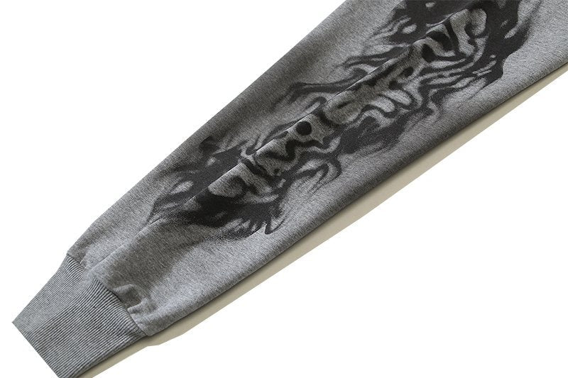 HS Washed Gray Zip-Up Graphic Hoodie ¡ª detail