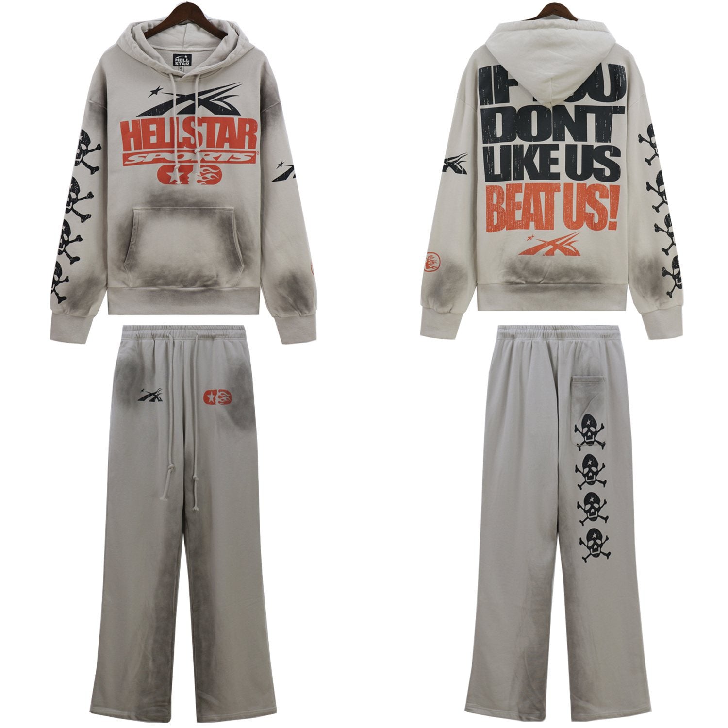 HS Skull Graphic Hoodie & Sweatpants Set ¡ª front
