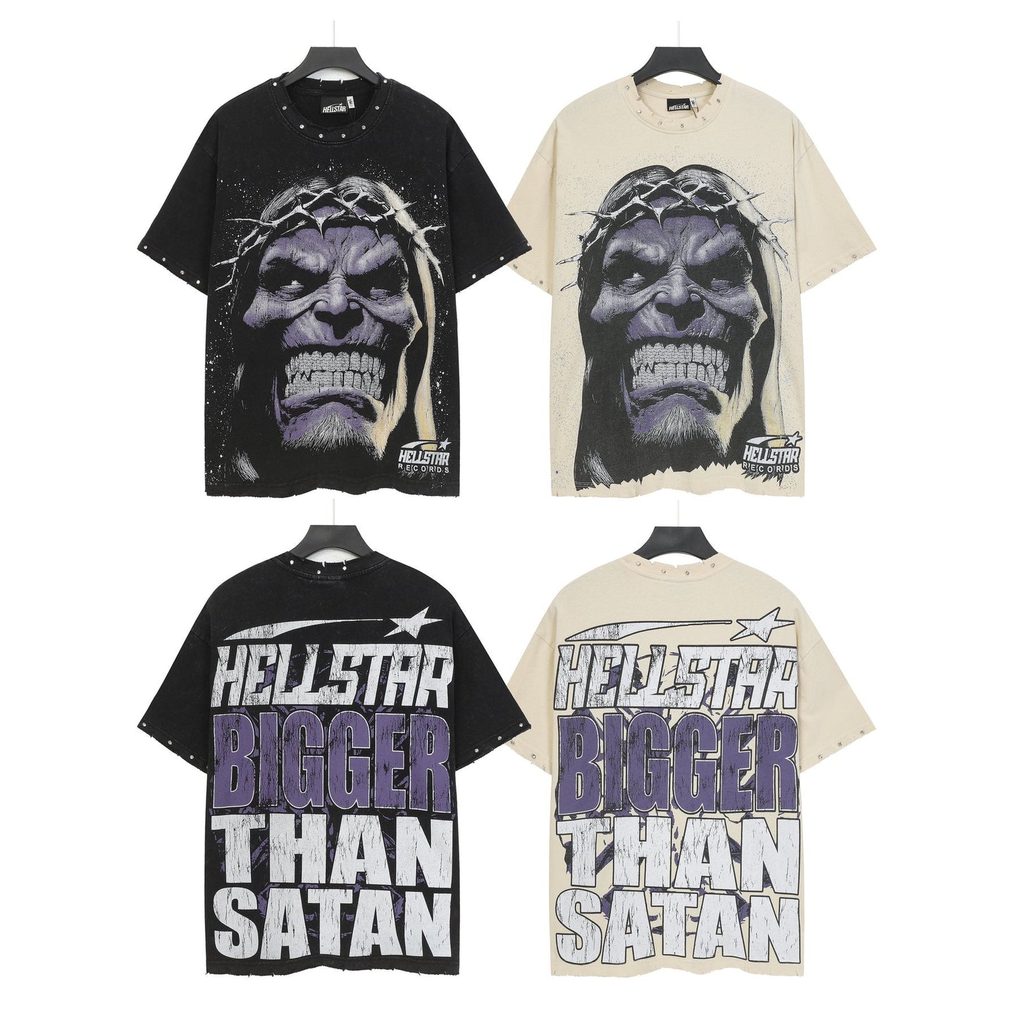 HS Bigger Than Satan Studded Graphic T-Shirt ¡ª comparison