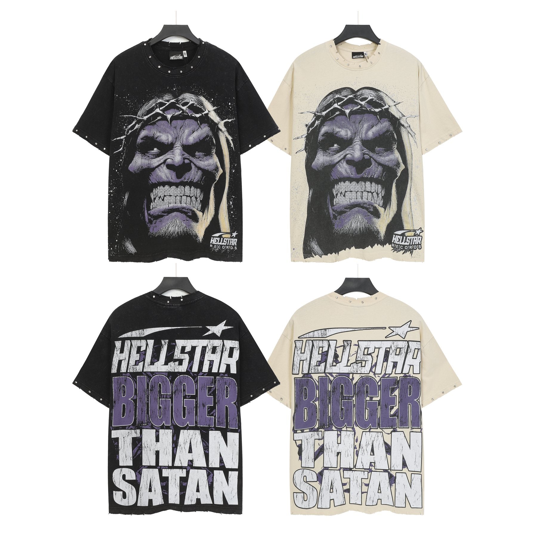 HS Bigger Than Satan Studded Graphic T-Shirt ¡ª comparison