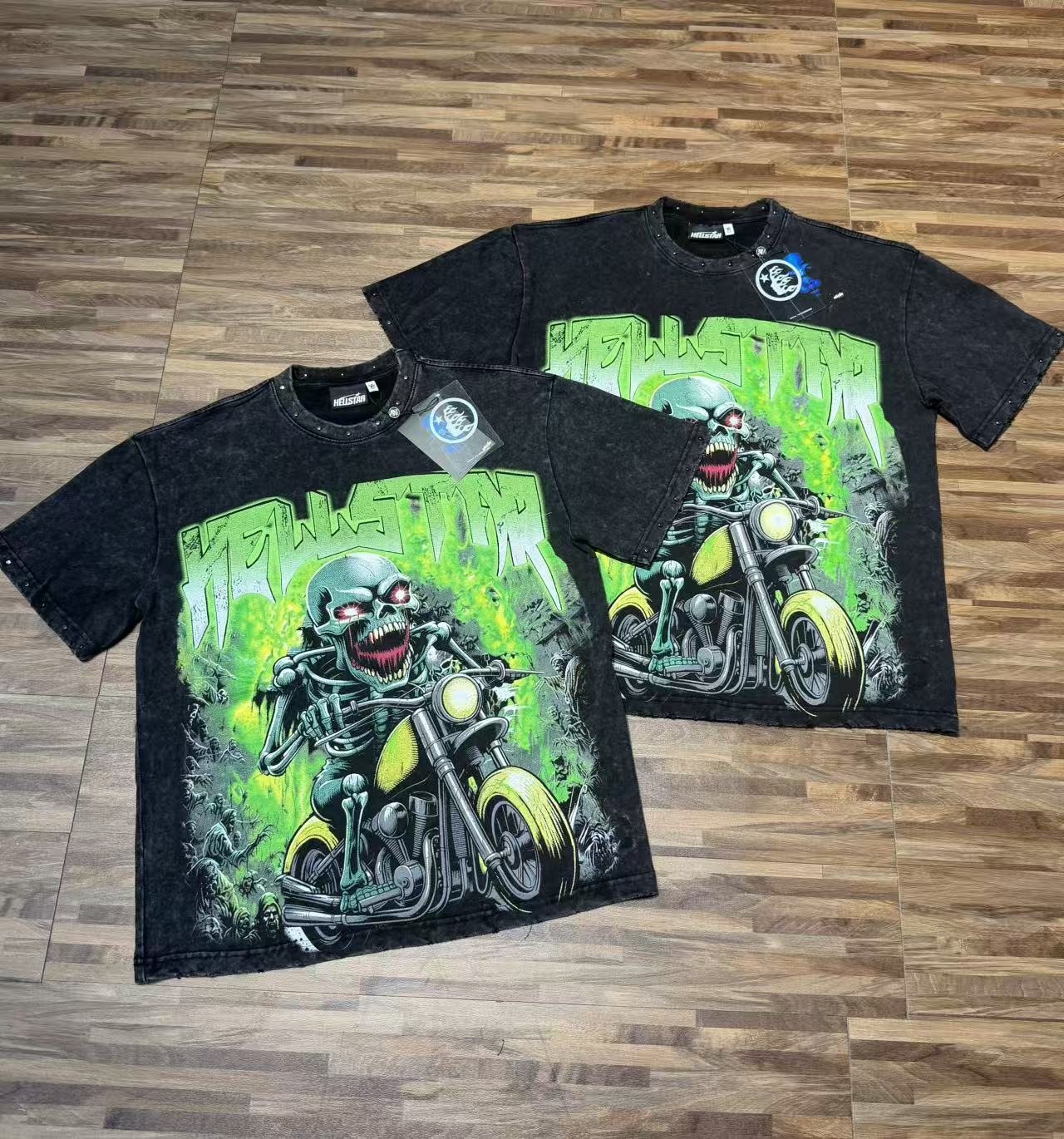 HS Skull Motorcycle Acid-Wash T-Shirt ¡ª context