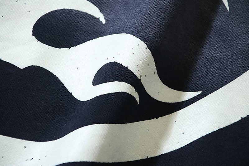 HS Washed Black Rhinestone Face Flame Graphic Hoodie ¡ª detail