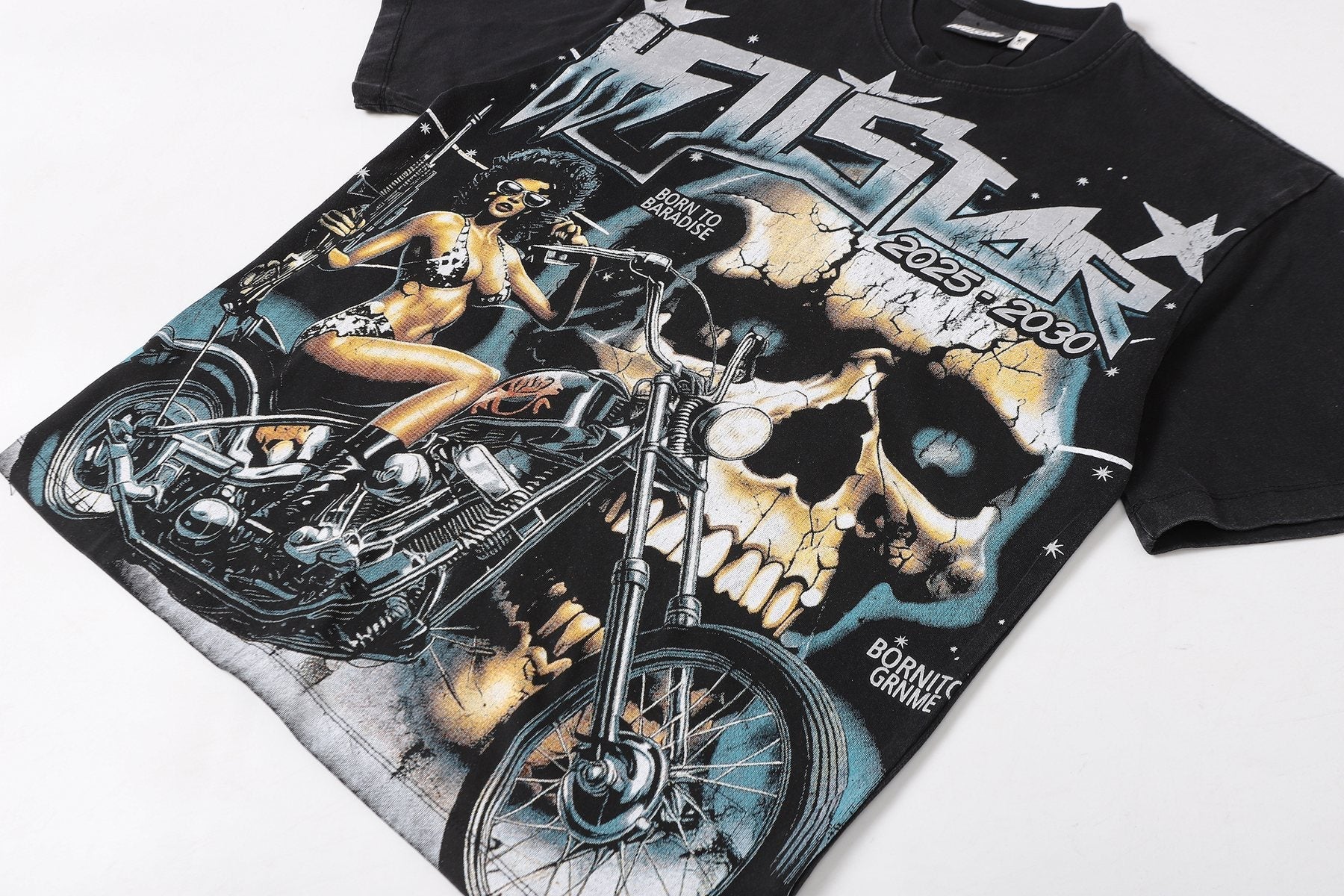 HS Biker Skull Flame Graphic T-Shirt ¡ª detail
